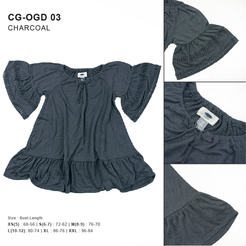 Dress Anak Perempuan - Bell Sleeve Coal Smoke Lace Dress Girls [CG-OGD 03]