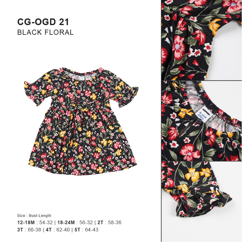 Dress Anak Perempuan - Printed Ruffle Luff Sleeve A-line Dress [CG-OGD 21]