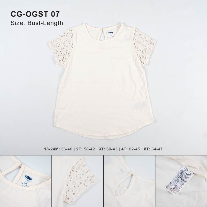 Kaos Anak Perempuan - Short Sleeve Lace Sleeve Girls Top [CG-OGST 07]
