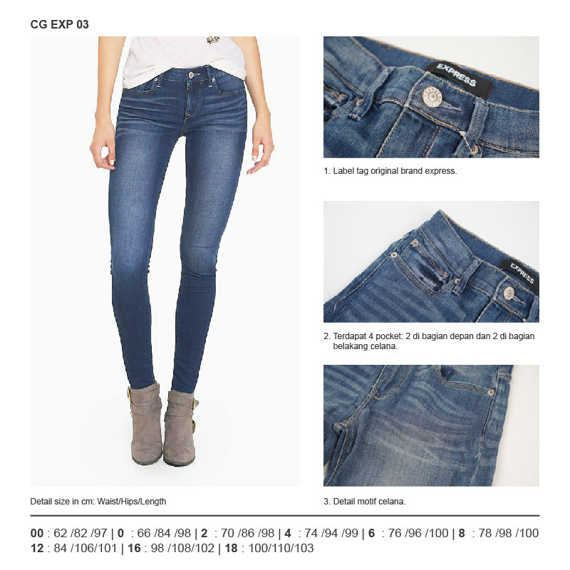 Celana Jegging Wanita - Mid Rise Jeans Medium Wash [CG-EXP 03]