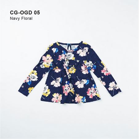 Dress Anak Perempuan - Perlum Navy Floral Long Sleeve Dress [CG-OGD 05]