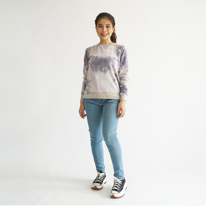 Sweatshirt Wanita Lengan Panjang Kerah Bulat Motif Tie Dye [SNSW 01]