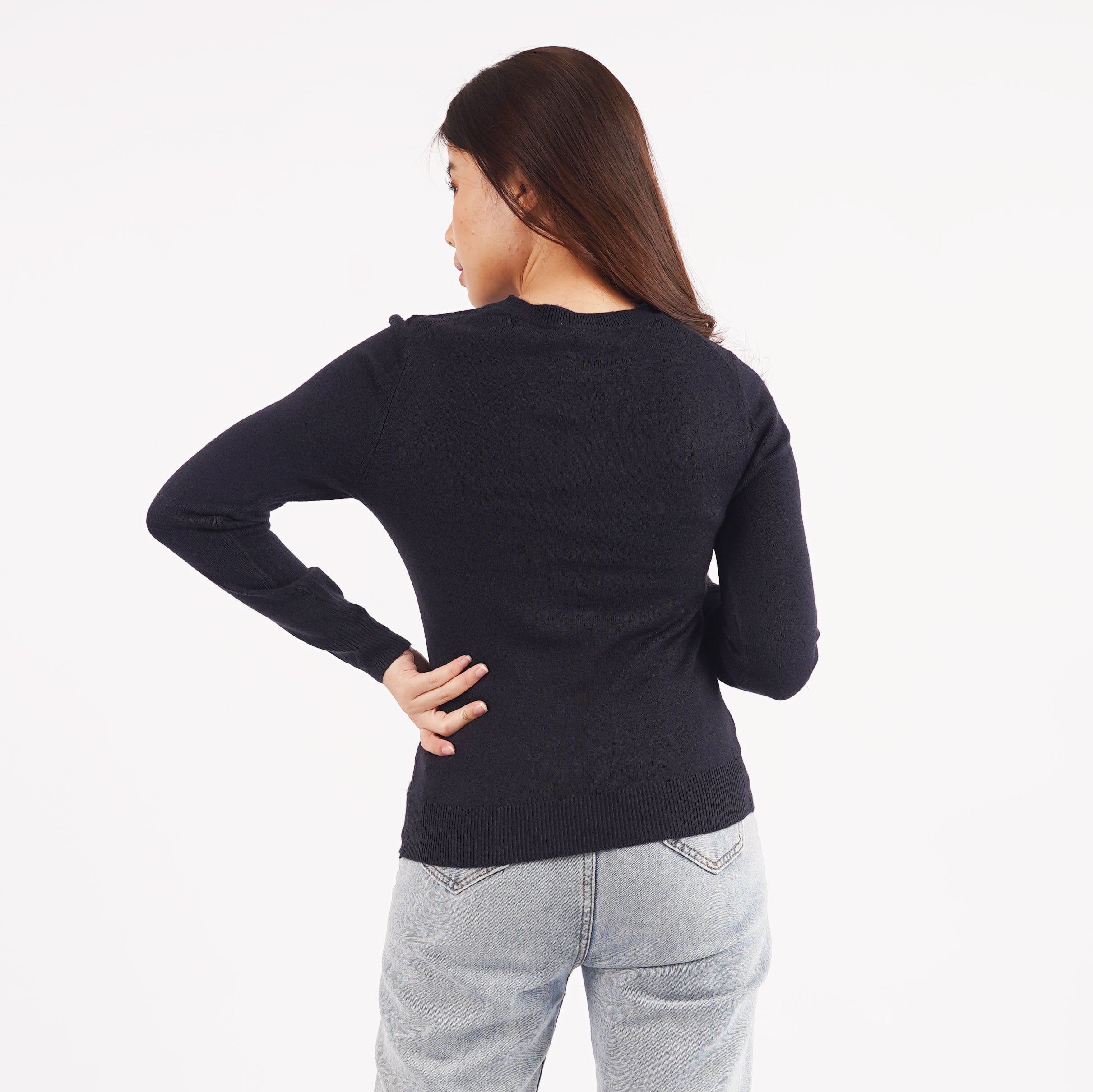 Sweatshirt Wanita Round Neck Basic Knit Motif Polos [CG-ZRS 01]