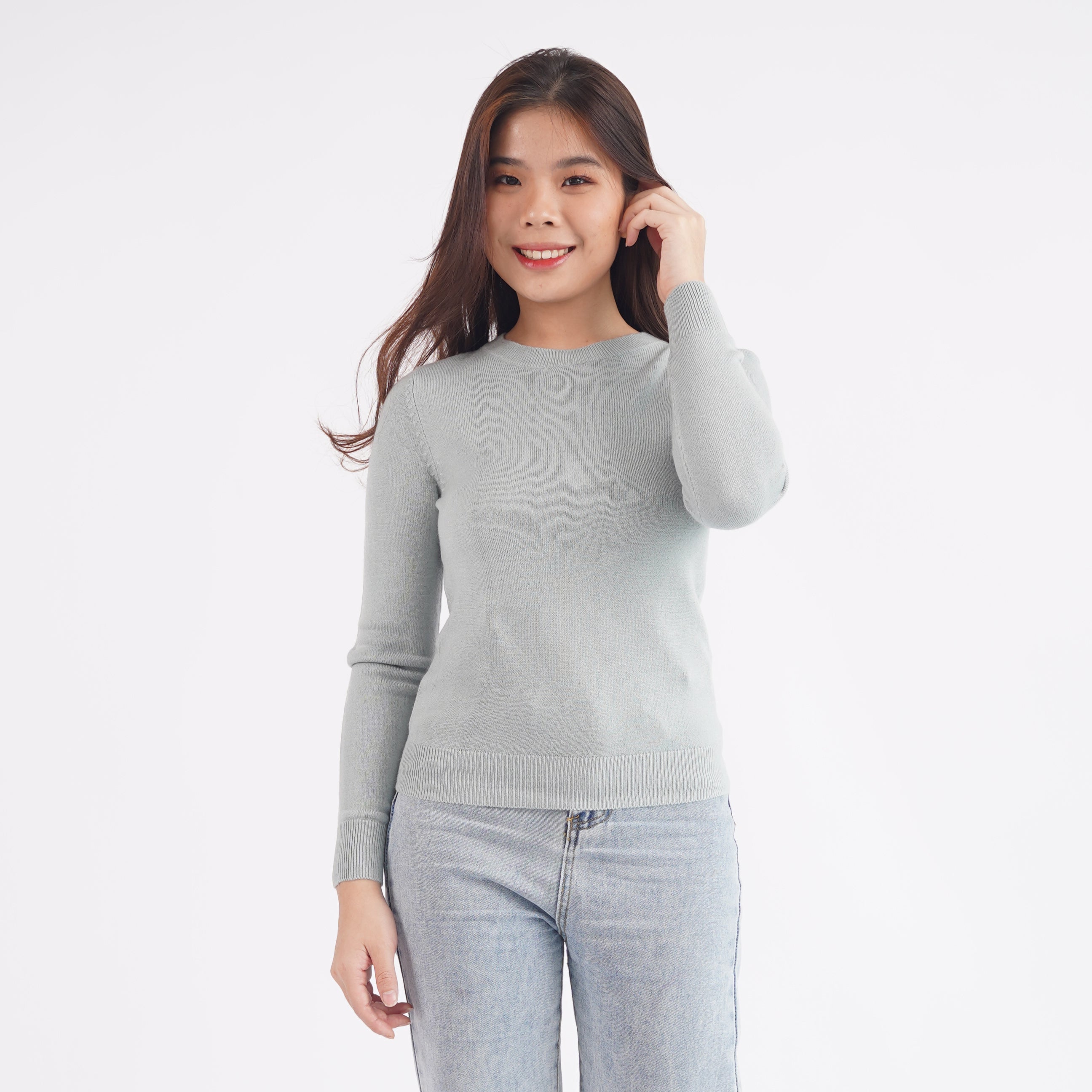 Sweatshirt Wanita Round Neck Basic Knit Motif Polos [CG-ZRS 01]
