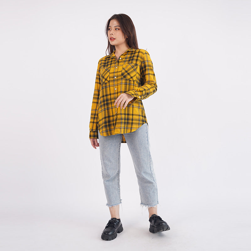 Kemeja Kasual Wanita Motif Plaid Flannel Tersedia 5 Pilihan Warna [CG-MSMS 01]
