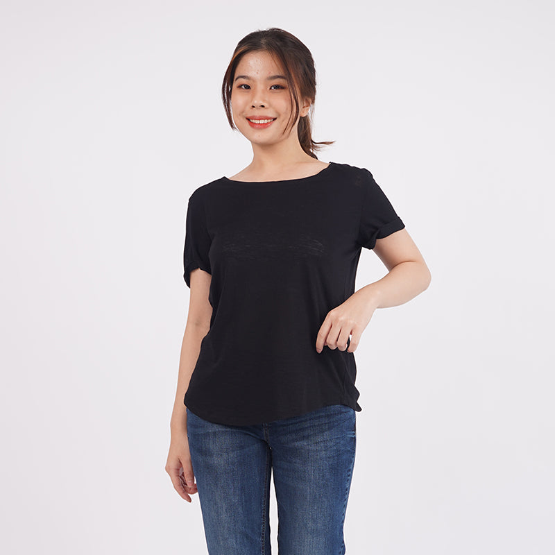 Atasan Kaos Wanita Lengan Pendek Motif Polos  [CG-HMTW 08]