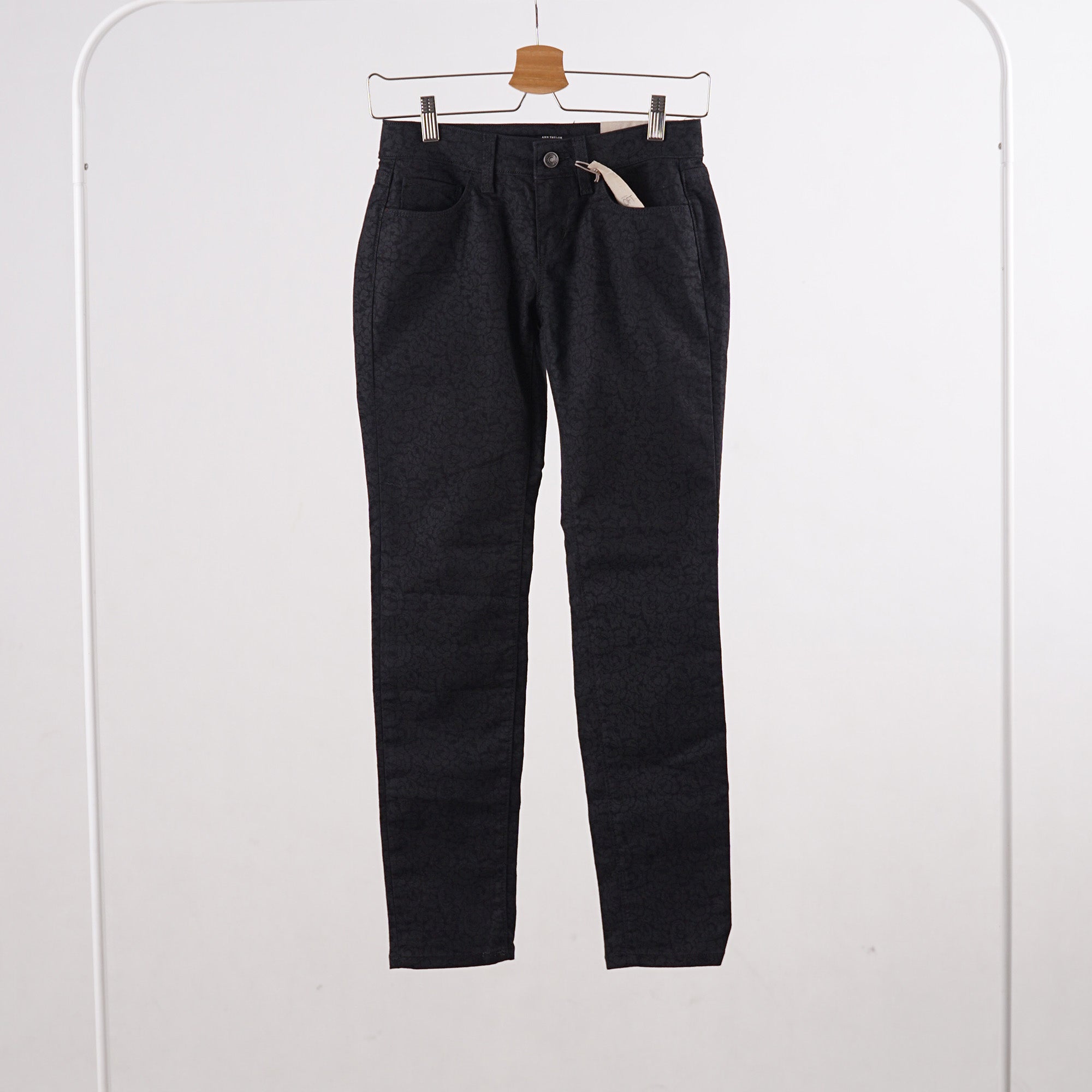 Jeans Wanita - Curvy Skinny Black Floral Jeans Pants (MLL 58)