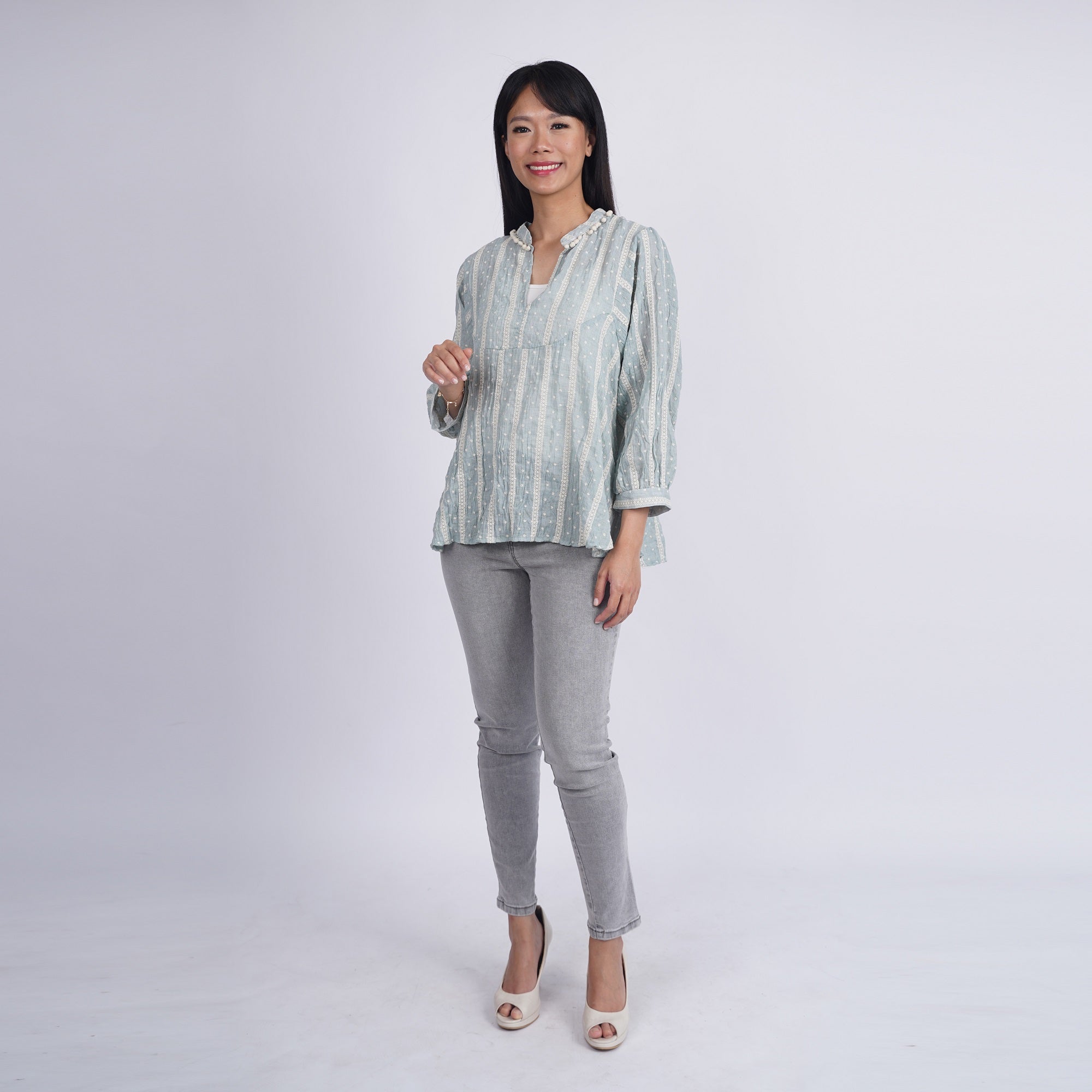 Blouse Wanita Lengan Panjang Kerah V-Neck [CG-ZRB 05]