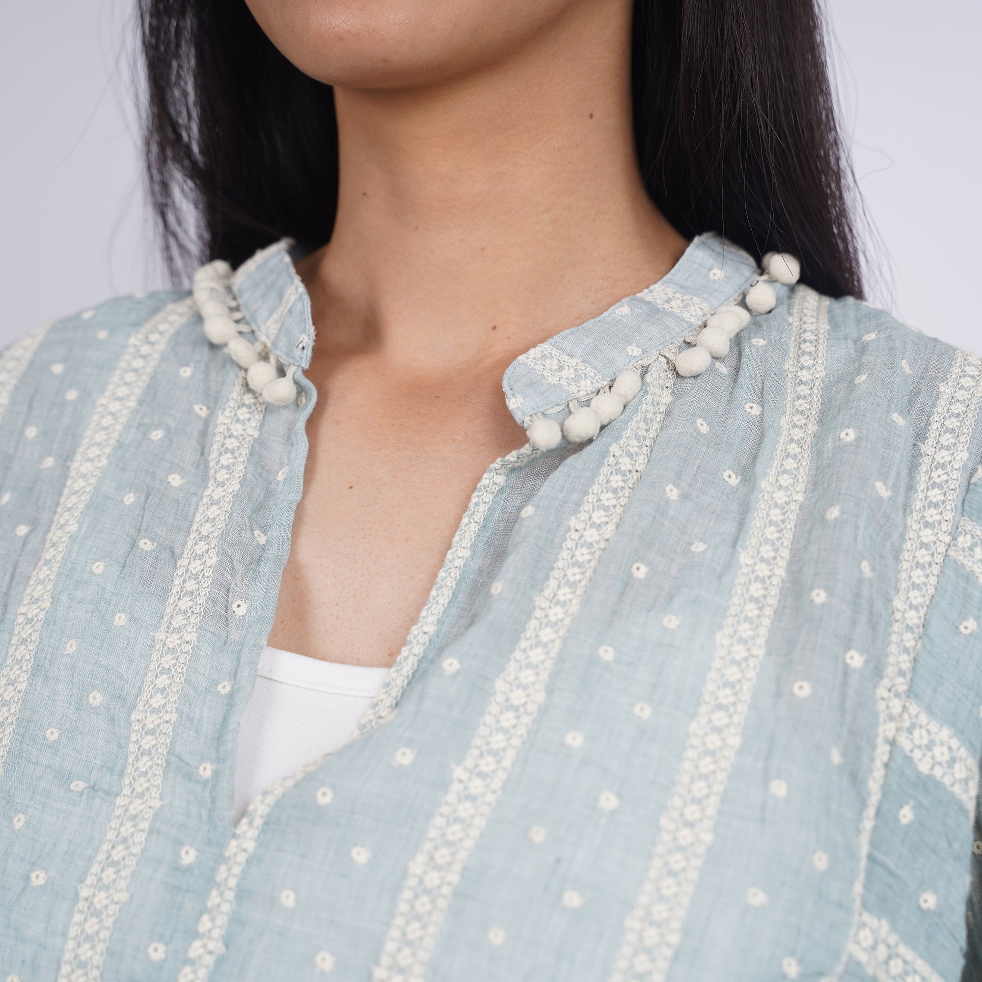 Blouse Wanita Lengan Panjang Kerah V-Neck [CG-ZRB 05]