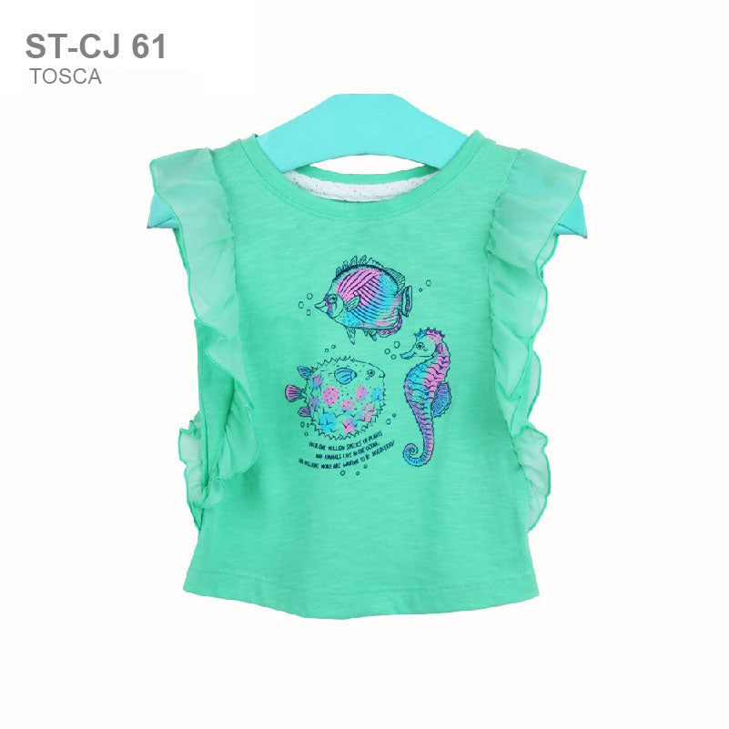 Kaos Anak Perempuan Tanpa Lengan Tersedia 2 Warna (ST-CJ 61)