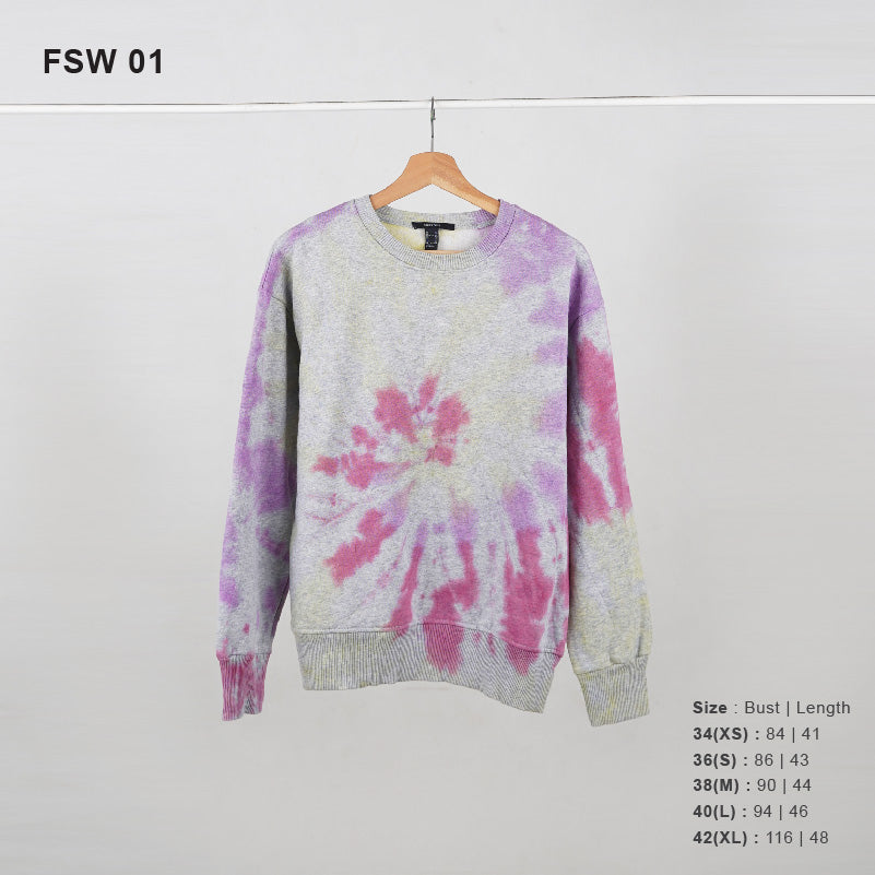 Sweatshirt Wanita - Fzi Tie Dye Sweatshirt Washed Grey (FSW 01)