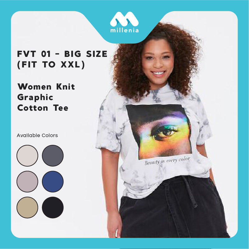 Kaos Wanita Plus Size - Lengan Pendek Tersedia Banyak Pilihan Warna ( FVT 01 )