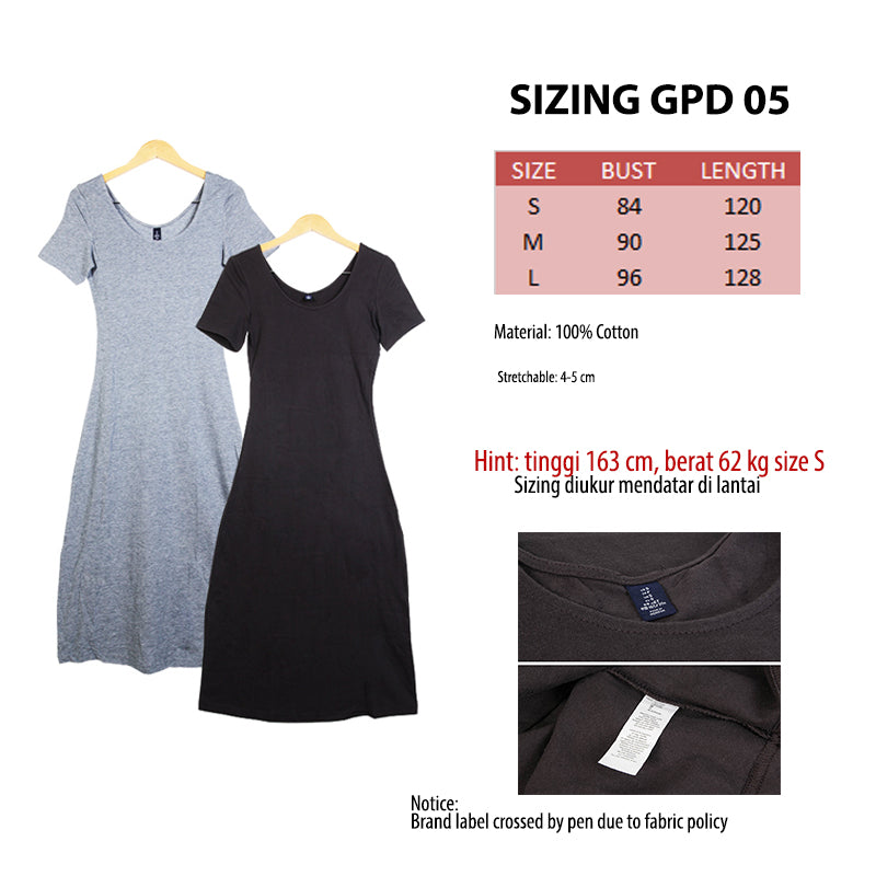 Long Dress Wanita- Long Dress Katun Lengan pendek (GPD 05)