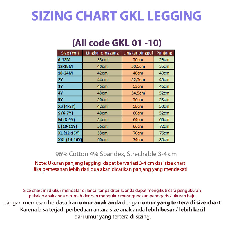 Legging Anak Perempuan Tersedia 8 Warna – Motif Bintang (GKL 06)