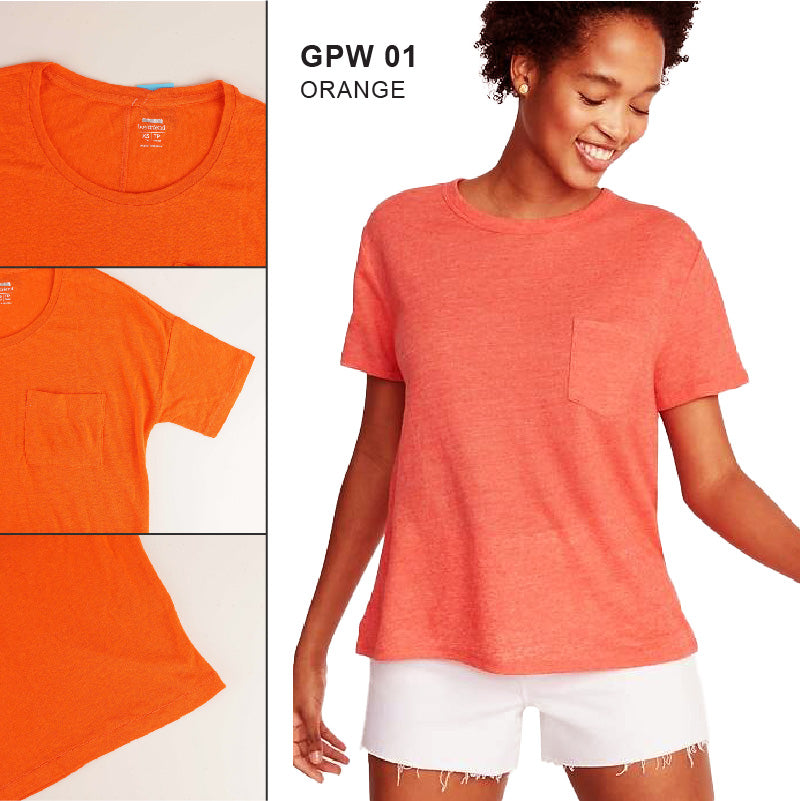 Kaos Wanita - Women Boyfriend Tee Linen Blend Round Neck (GPW 01)