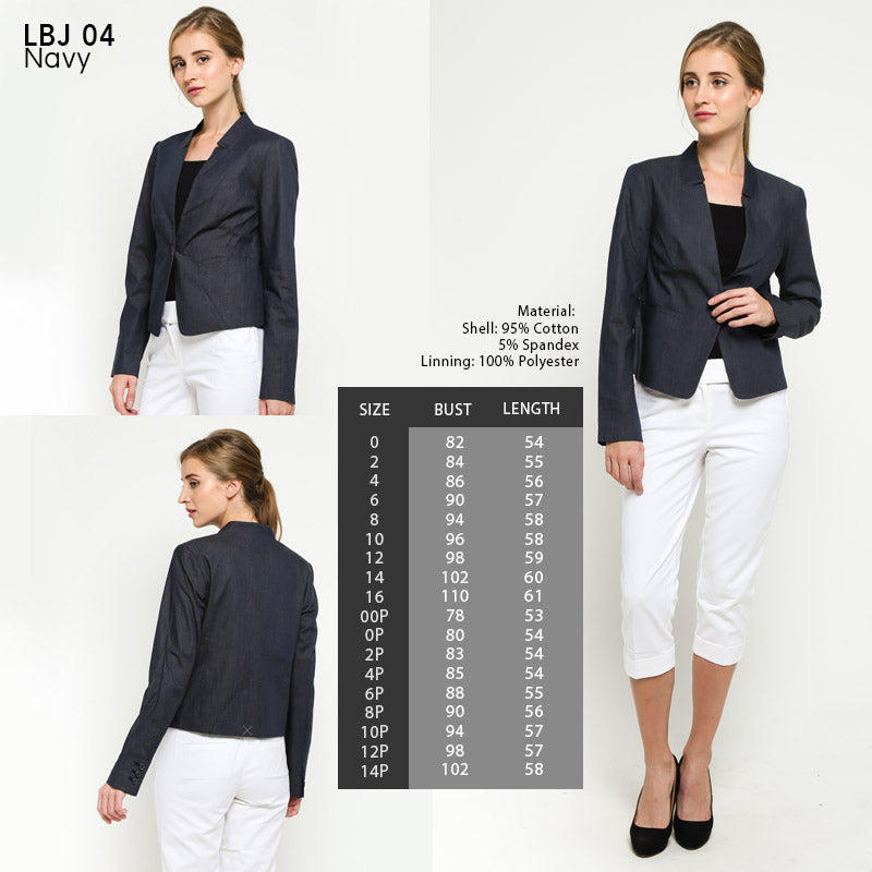 Blazer Wanita-One Button Blazer Grey Cotton Spandex (LBJ 04)