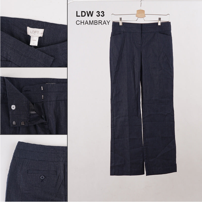 Celana Panjang Wanita - Soft Cotton Chambray Straight Pants (LDW 33-37)