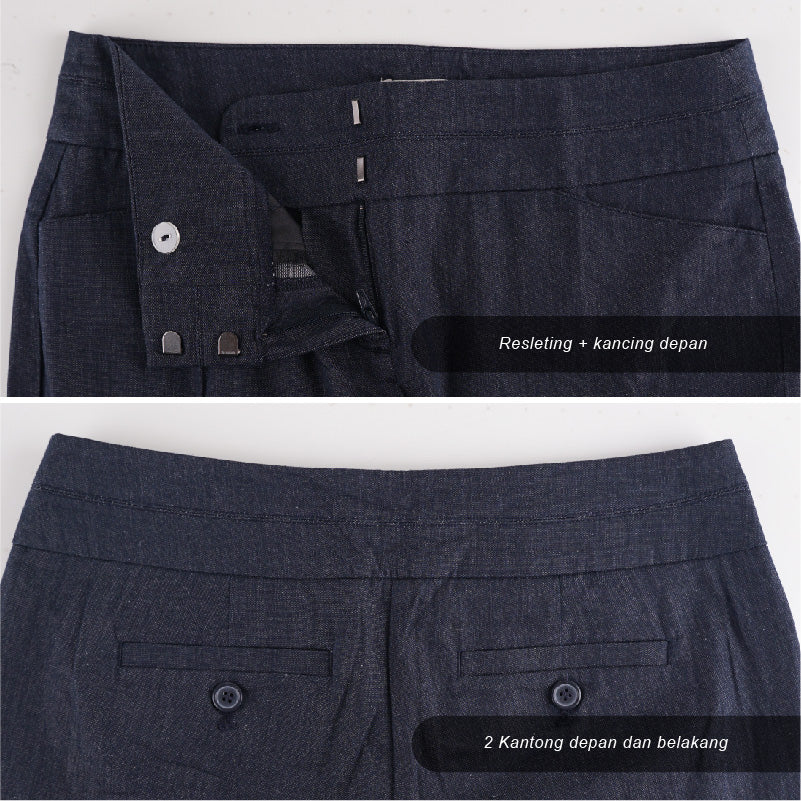 Celana Panjang Wanita - Soft Cotton Chambray Straight Pants (LDW 33-37)