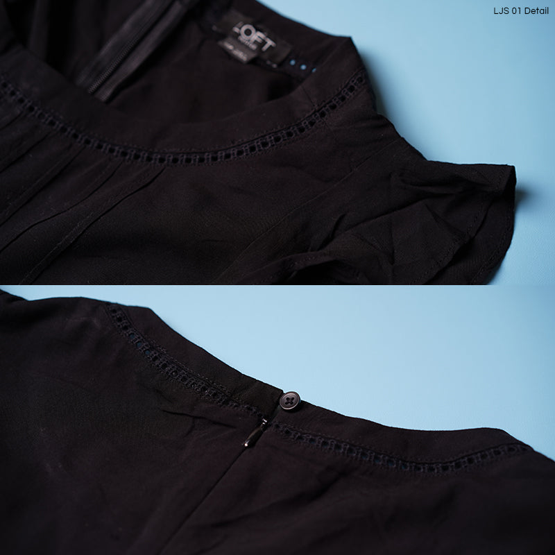 Black Ruffle Pleated Petite Romper (LJS 01)