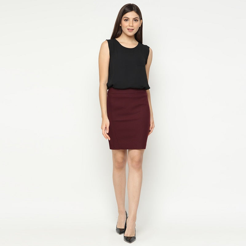Rok Wanita Branded - Maroon Petities Skirt - [LSK 24]