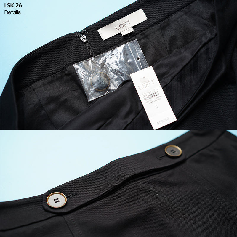 Rok Wanita - Rok Wanita Hitam Textured Button [LSK 26]