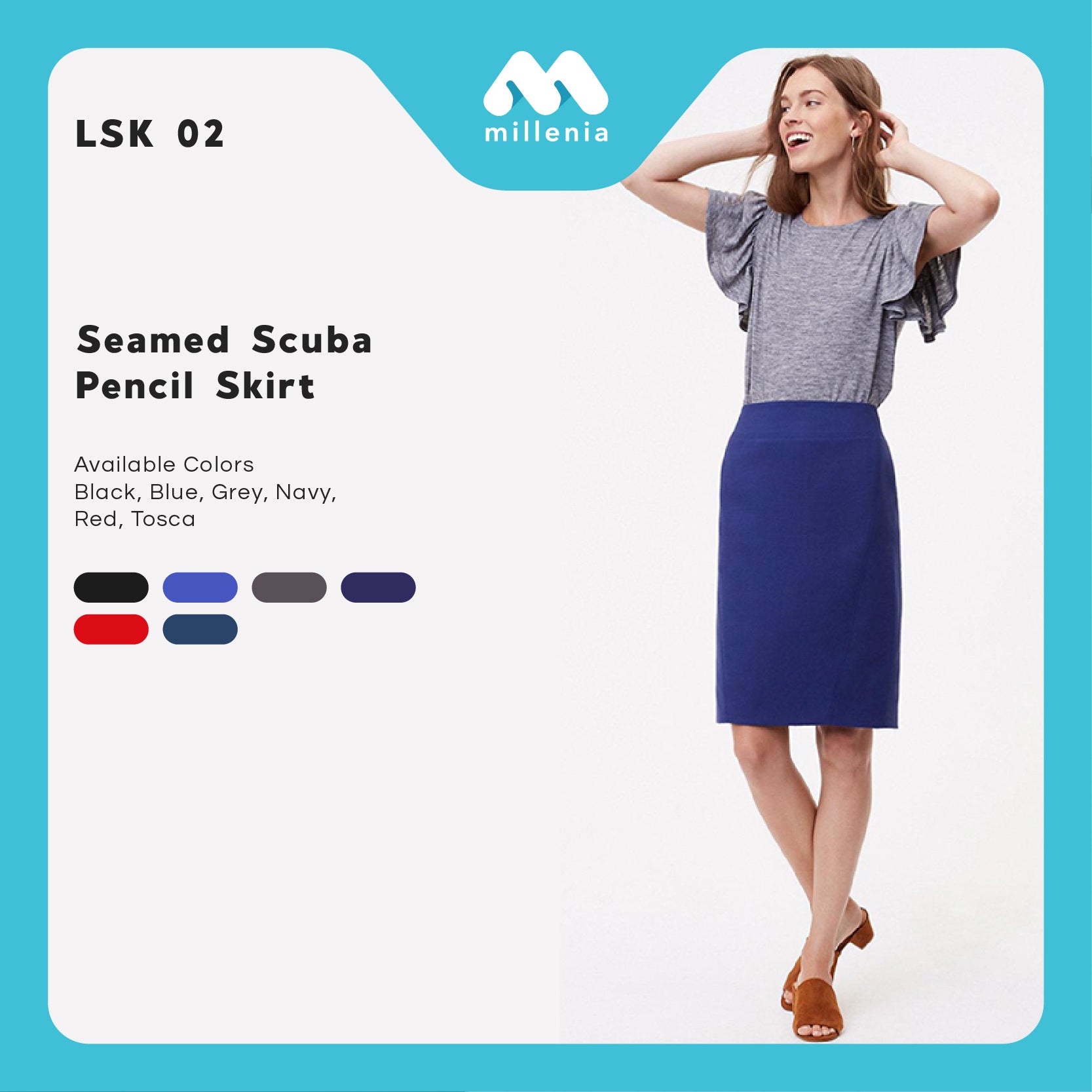 Rok Wanita - Seamed Scuba Pencil Skirt - [LSK 02]