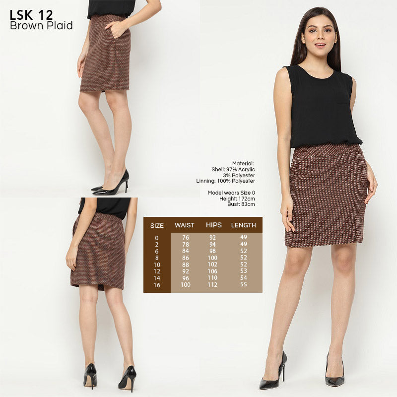 Rok Wanita -  Brown Plaid Acrylic Skirt (LSK 12)