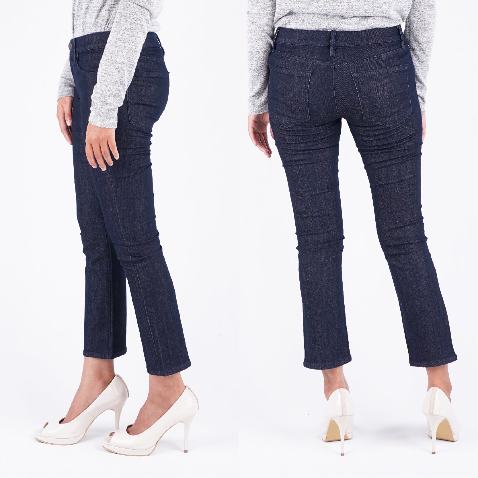 Celana Jeans Wanita - Denim Kick Crop Dark Denim Jeans [LTP 11]