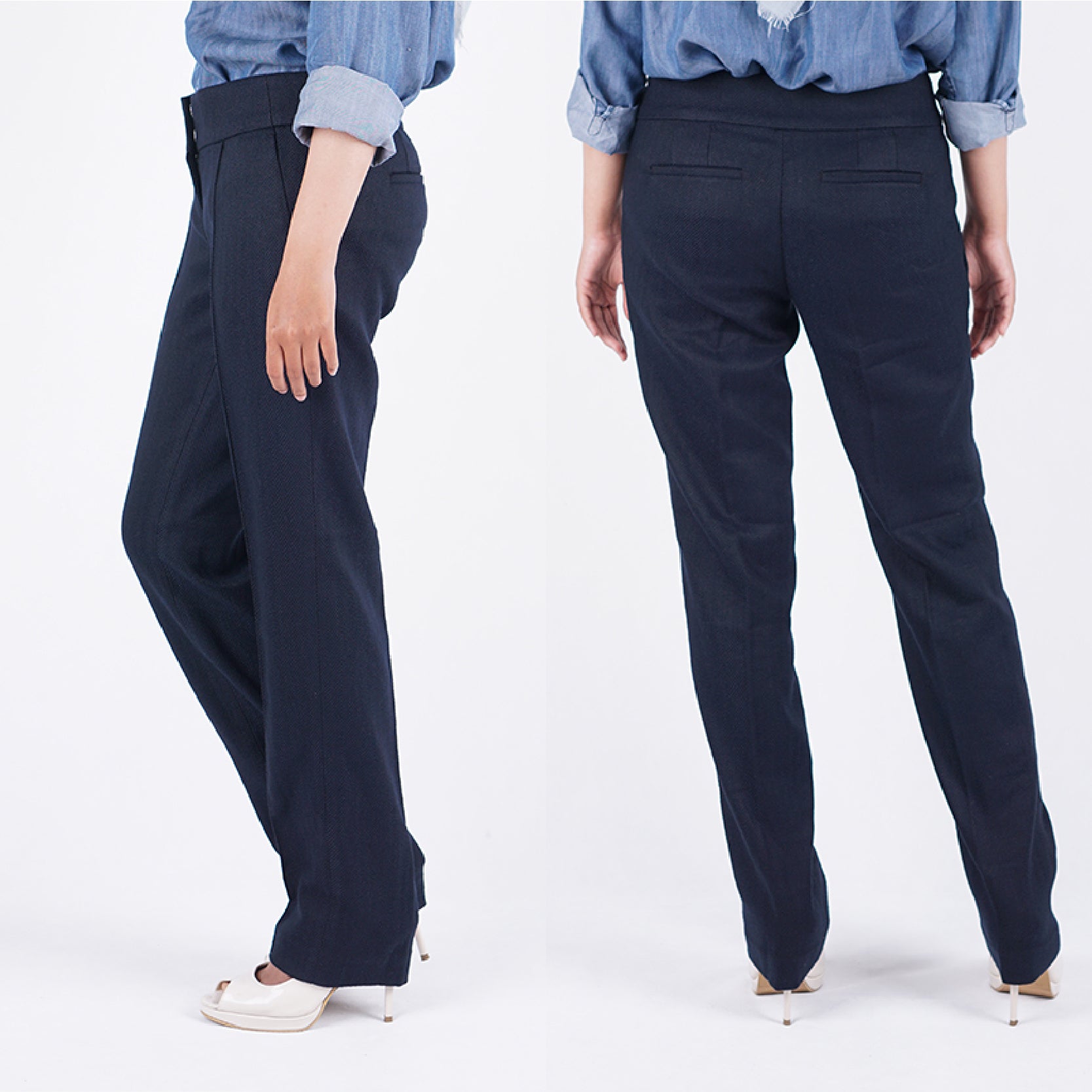 Celana Panjang Wanita - Julie Straight Navy Texture Pants (LTP 22)