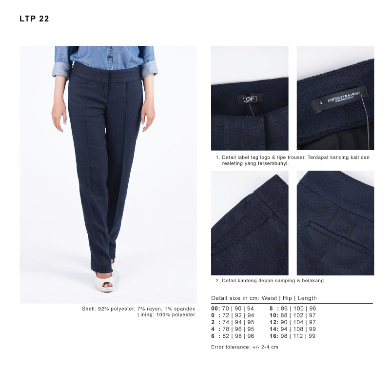 Celana Panjang Wanita - Julie Straight Navy Texture Pants (LTP 22)