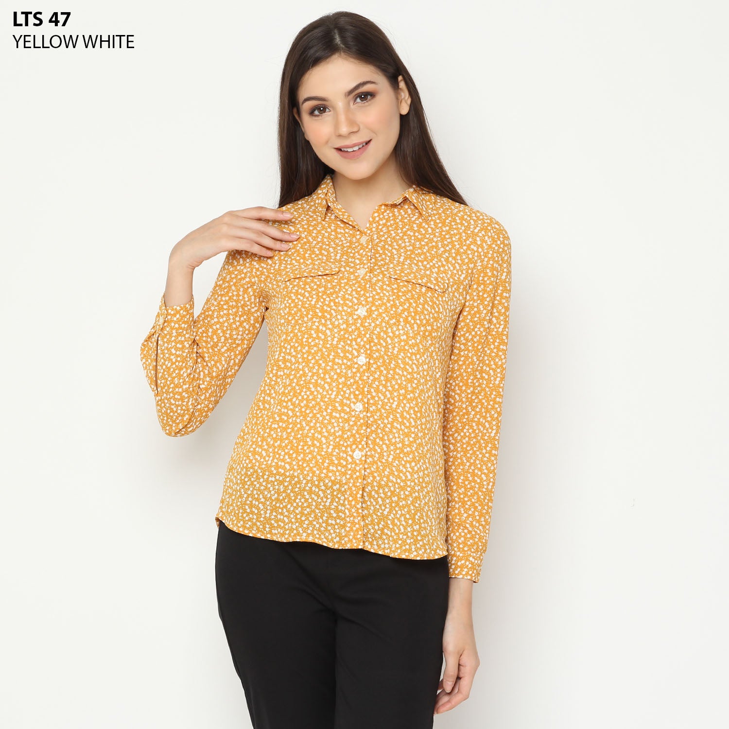 Kemeja Wanita Popover Abstract Polyester Shirt (LTS 47)
