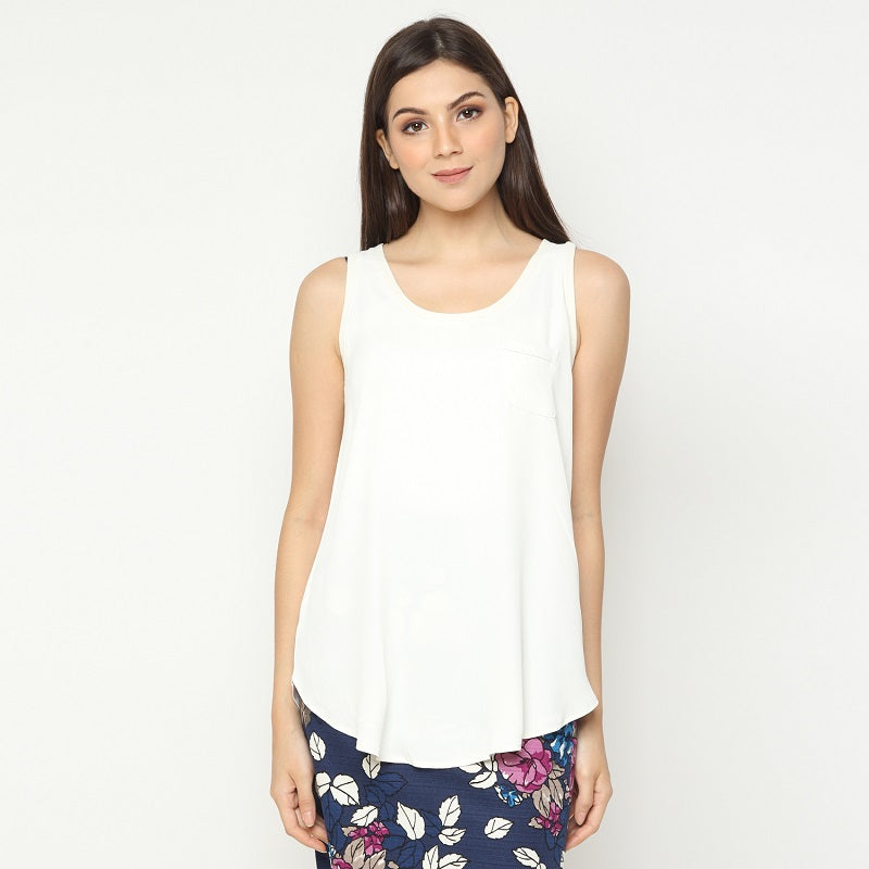 Tank Top Wanita Tanpa Lengan-Basic Sleeveless Polyester Top (LTS 60)