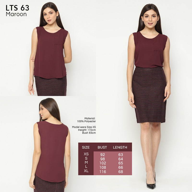 Blouse Wanita-Sleeveless Polyester Linen Top [LTS 63]