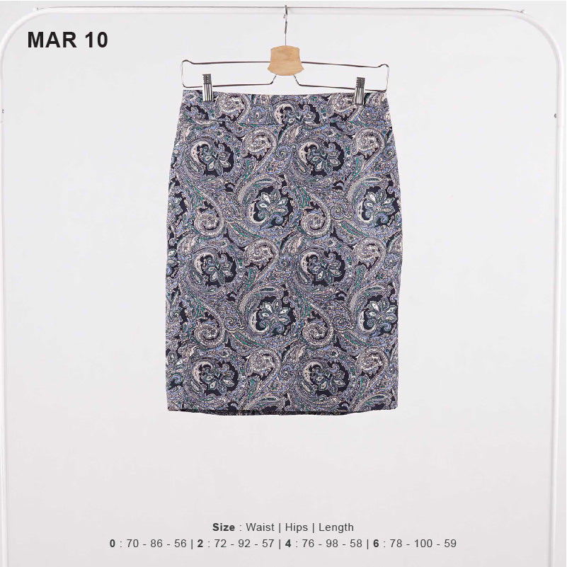 Rok Wanita  - Navy Floral And Ivory Abstract Women Skirt (MAR 10-15)