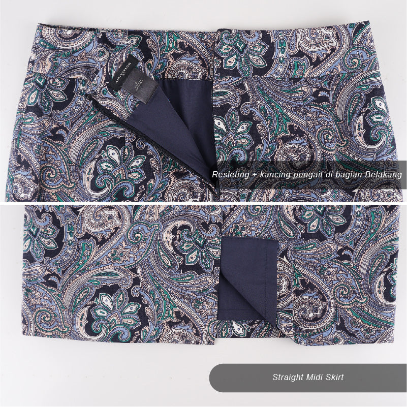 Rok Wanita  - Navy Floral And Ivory Abstract Women Skirt (MAR 10-15)