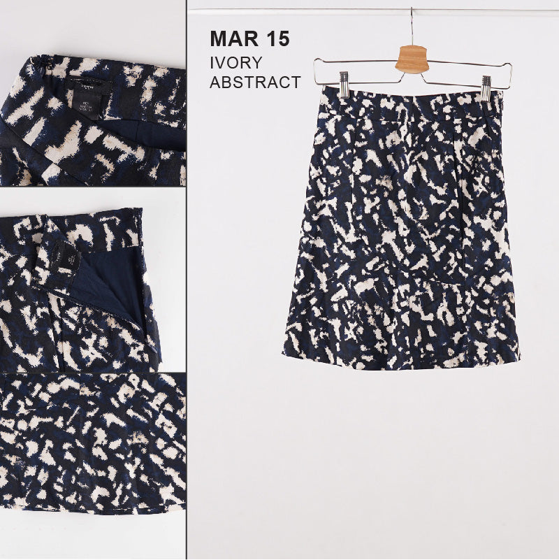 Rok Wanita  - Navy Floral And Ivory Abstract Women Skirt (MAR 10-15)