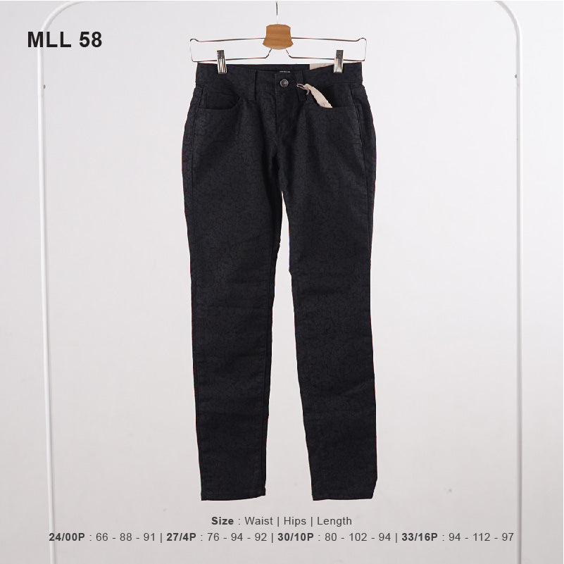 Jeans Wanita - Curvy Skinny Black Floral Jeans Pants (MLL 58)