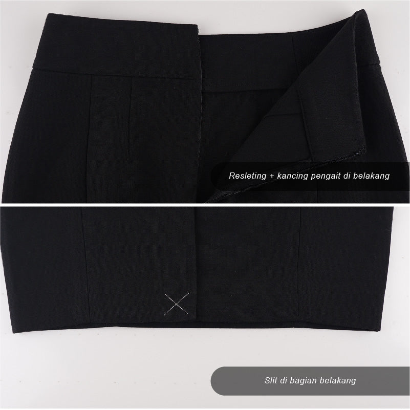 Rok Pendek Wanita -Black Women Curvy Skirt (MER 03, MLR 25)