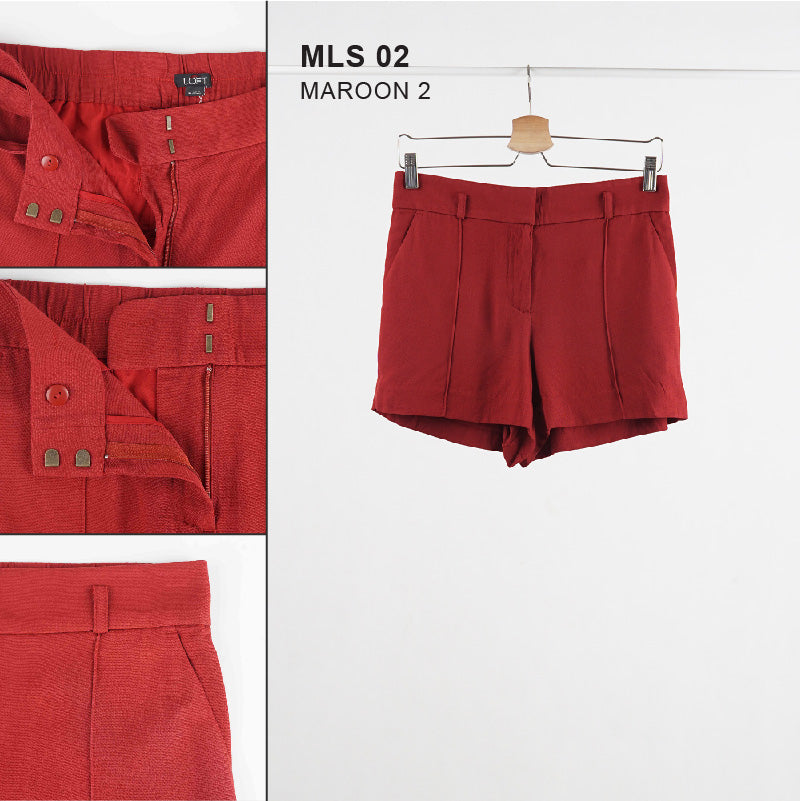 Celana Pendek Wanita - Maroon Woman Short Pants (MLS 01,MLS02)