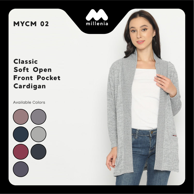 Callista Classic Soft Open Front Pocket Cardigan [MYCM 02]