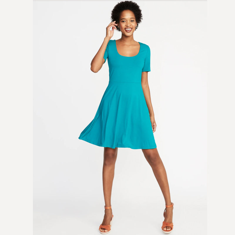 Dress Branded – Dress Casual-  Fit & Flare Jersey Dress Women [OND 07]
