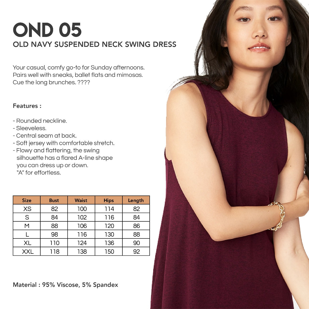 Dress Wanita Casual Soft Spun Swing A-line Shape Authentic (OND 05)