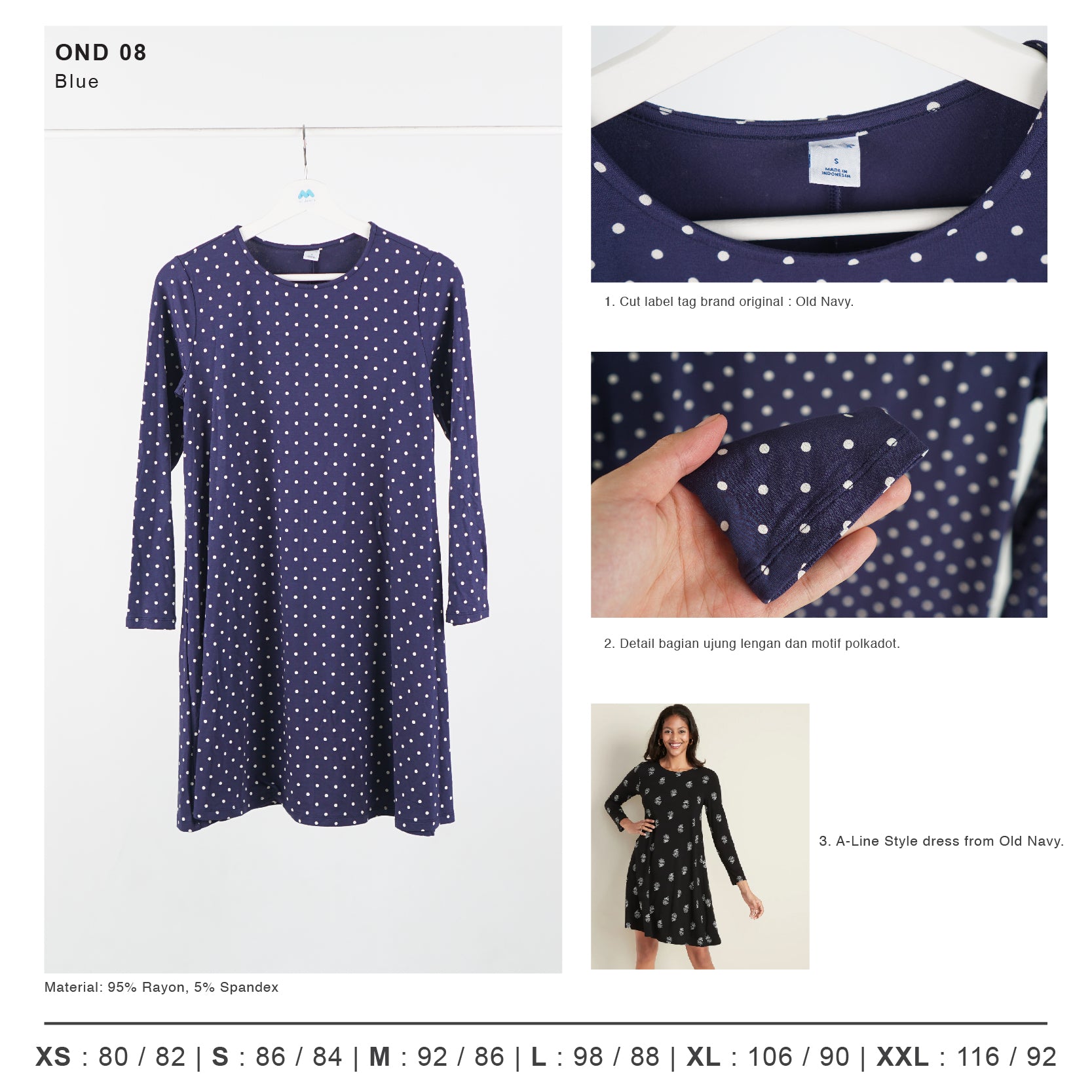 Dress Wanita- Bahan Kaos Jersey Corak Polkadot dan Polos (OND 08)