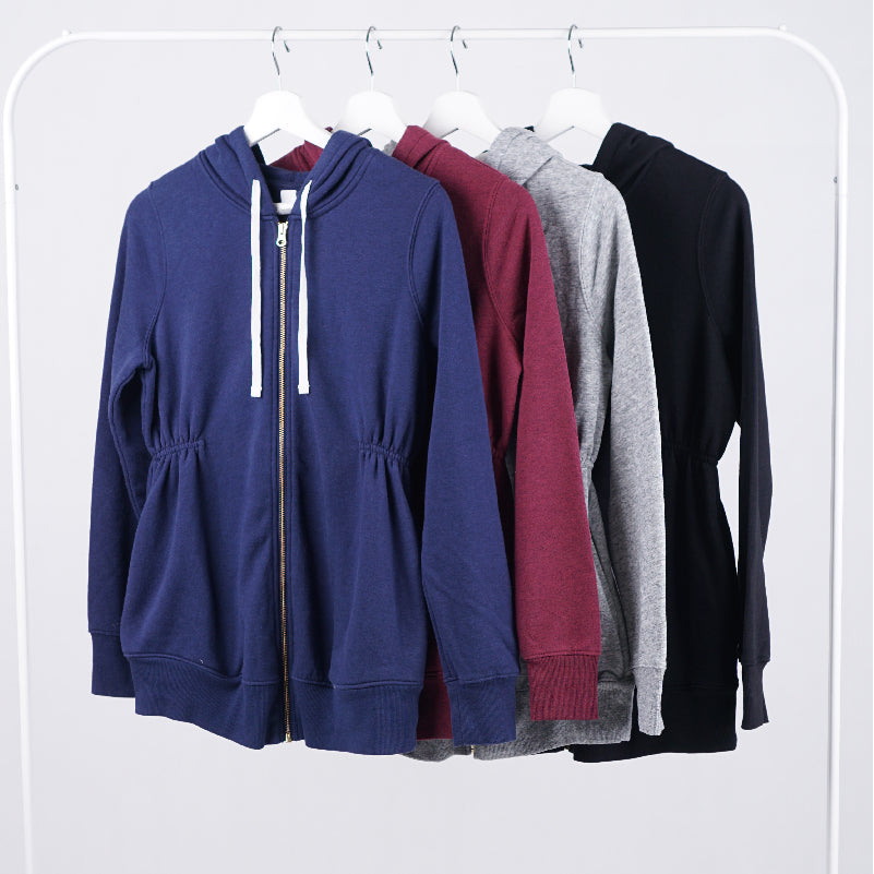 Hoodie Ibu Hamil - Full Zipper Maternity Anched Waist Hoodie (OZW 02)