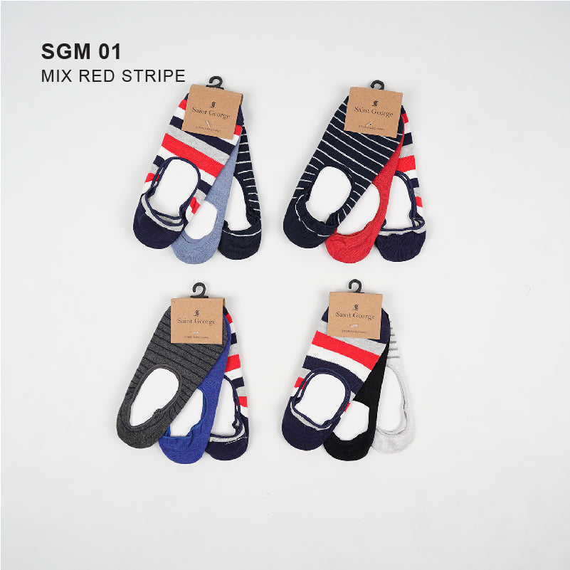 Kaos Kaki Pria - Men Slip on 3 Pairs And Crew Length Socks - Kaos Kaki Premium [SGM 01-03]