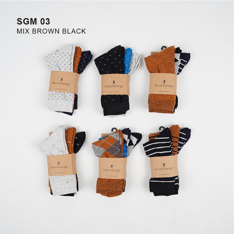 Kaos Kaki Pria - Men Slip on 3 Pairs And Crew Length Socks - Kaos Kaki Premium [SGM 01-03]