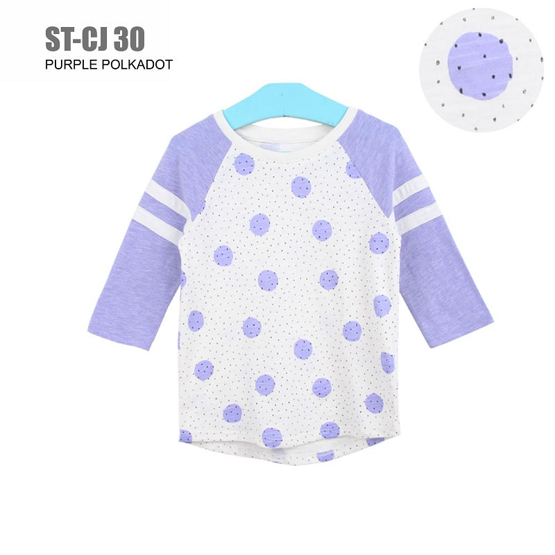 Kaos Anak Perempuan- Girls T-shirt Blue and Purple Polkadot (ST-CJ 30)
