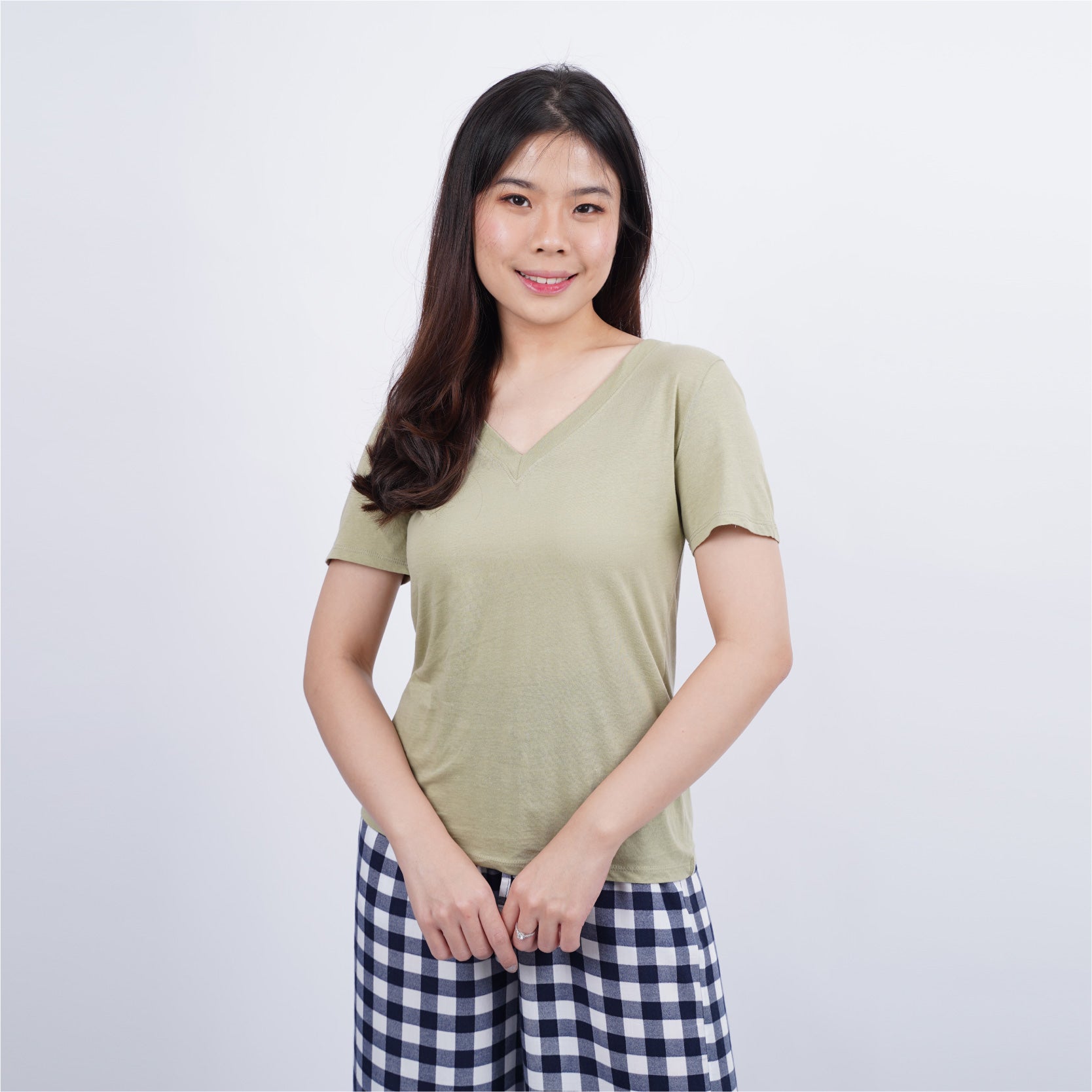 Kaos V-neck Wanita Lengan Pendek Tersedia 12 Warna [MYFVR 01]