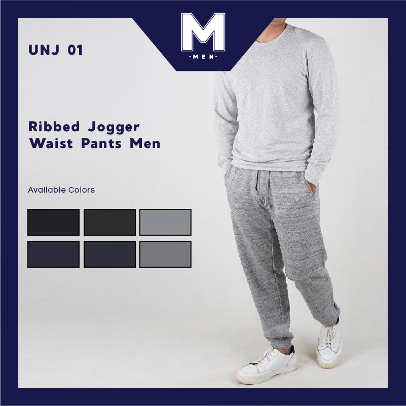 Jogger Pants Pria - Ribbed Jogger Waist Pants Man (UNJ 01)