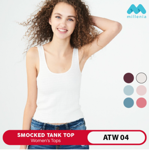 Tank Top Wanita - Women Smocked Tank Top [ATW 04]